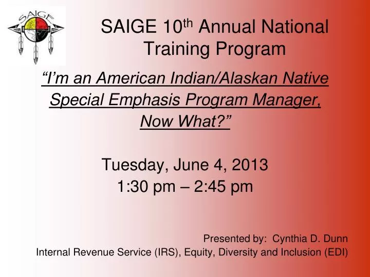 saige 10 th annual national training program