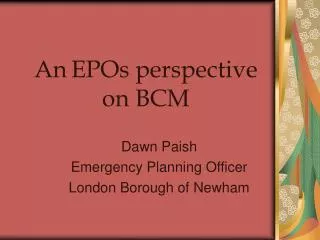 An EPOs perspective on BCM