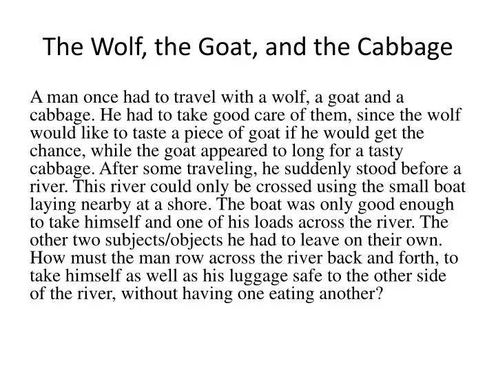 the wolf the goat and the cabbage