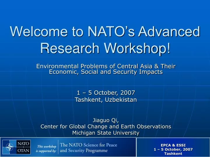 welcome to nato s advanced research workshop