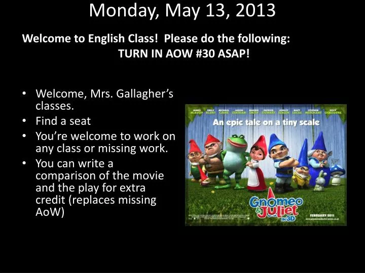 monday may 13 2013