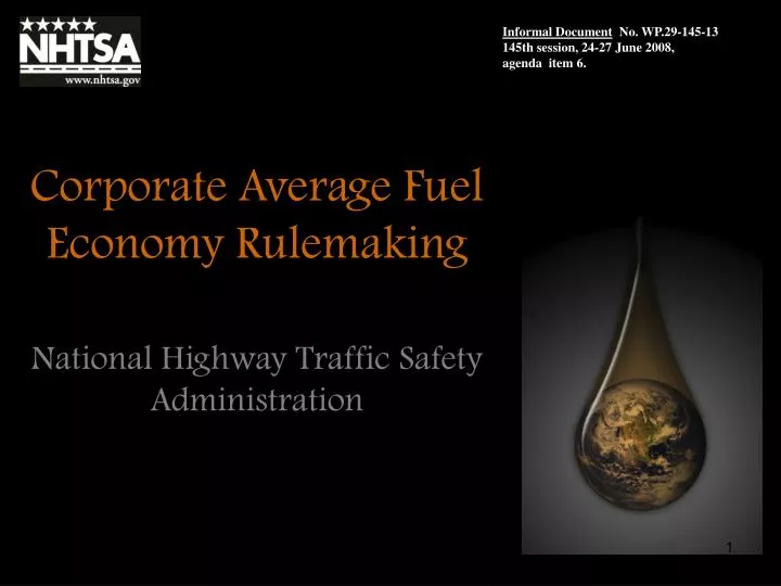 corporate average fuel economy rulemaking