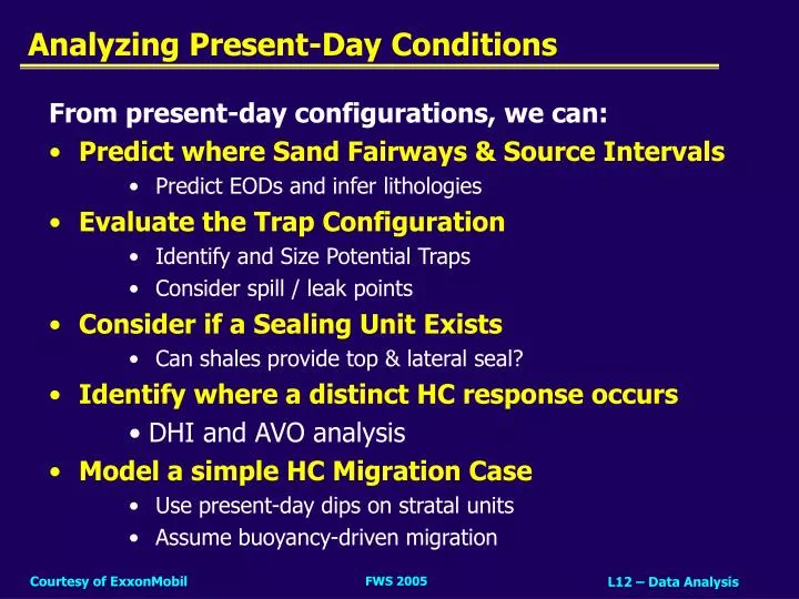 analyzing present day conditions