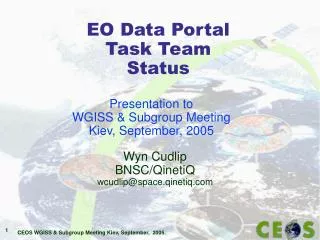EO Data Portal Task Team Status