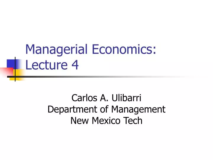 managerial economics lecture 4