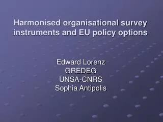 Harmonised organisational survey instruments and EU policy options