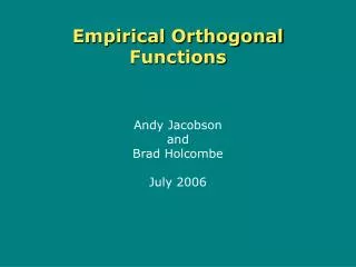Empirical Orthogonal Functions