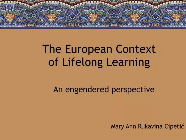 the european context of lifelong learning