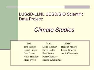 LUSciD-LLNL UCSD/SIO Scientific Data Project: