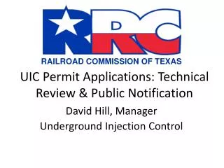 UIC Permit Applications: Technical Review &amp; Public Notification