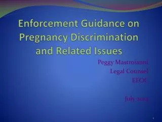 Enforcement Guidance on Pregnancy Discrimination and Related Issues