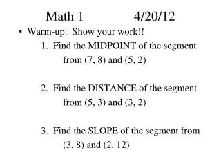 Math 1			4/20/12