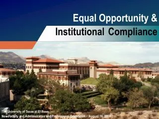 Equal Opportunity &amp; Institutional Compliance