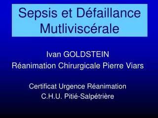 sepsis et d faillance mutlivisc rale