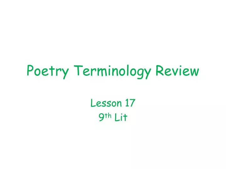 poetry terminology review