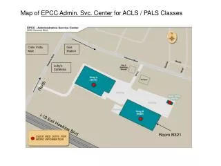 Map of EPCC Admin. Svc. Center for ACLS / PALS Classes