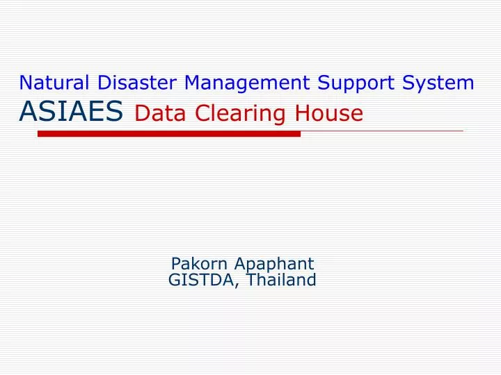 natural disaster management support system asiaes data clearing house
