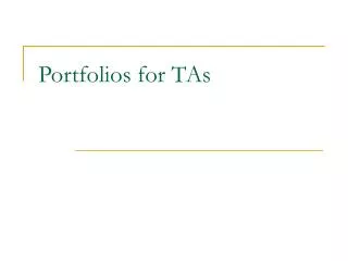 Portfolios for TAs