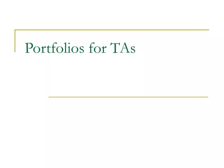 portfolios for tas