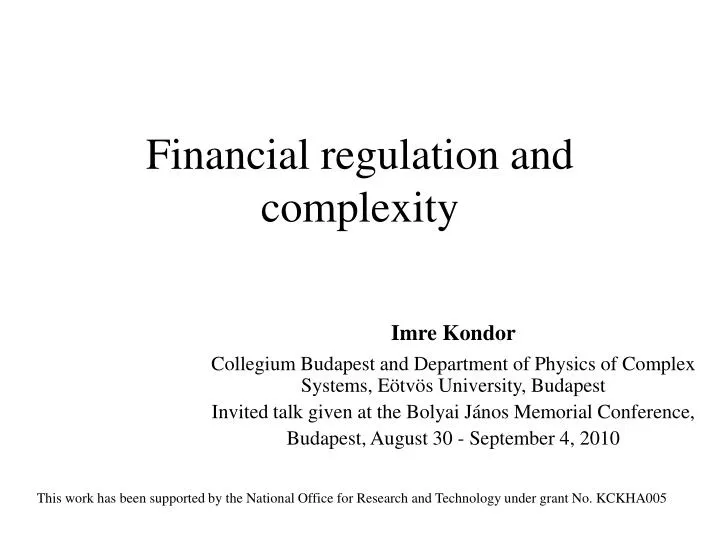 financial regulation and complexity