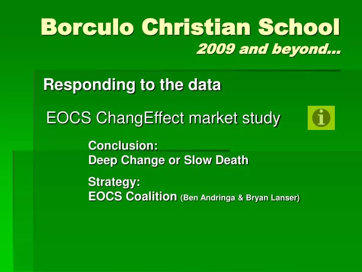 borculo christian school 2009 and beyond