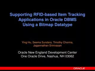 Supporting RFID-based Item Tracking Applications in Oracle DBMS Using a Bitmap Datatype