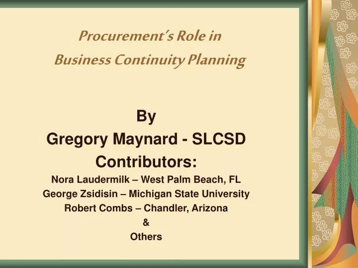 procurement s role in business continuity planning