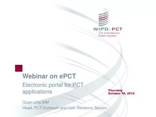 Webinar on ePCT Electronic portal for PCT applications