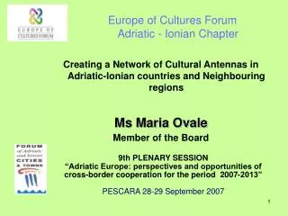Europe of Cultures Forum Adriatic - Ionian Chapter