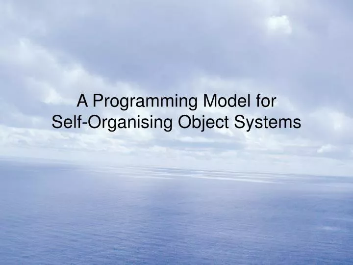 a programming model for self organising object systems