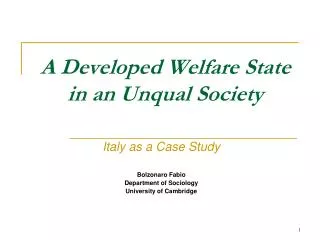 A Developed Welfare State in an Unqual Society