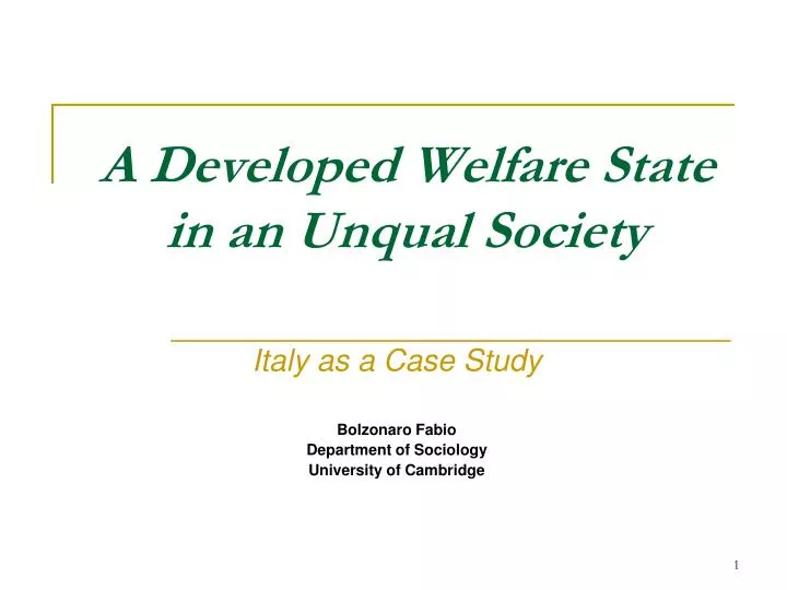 a developed welfare state in an unqual society