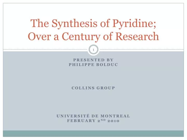 the synthesis of pyridine over a century of research