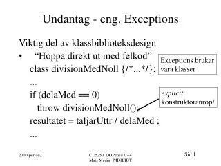 Undantag - eng. Exceptions