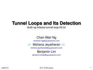 Tunnel Loops and Its Detection draft-ng-intarea-tunnel-loop-00.txt