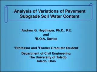 Analysis of Variations of Pavement Subgrade Soil Water Content