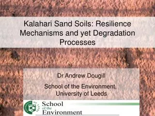 Dr Andrew Dougill School of the Environment, University of Leeds