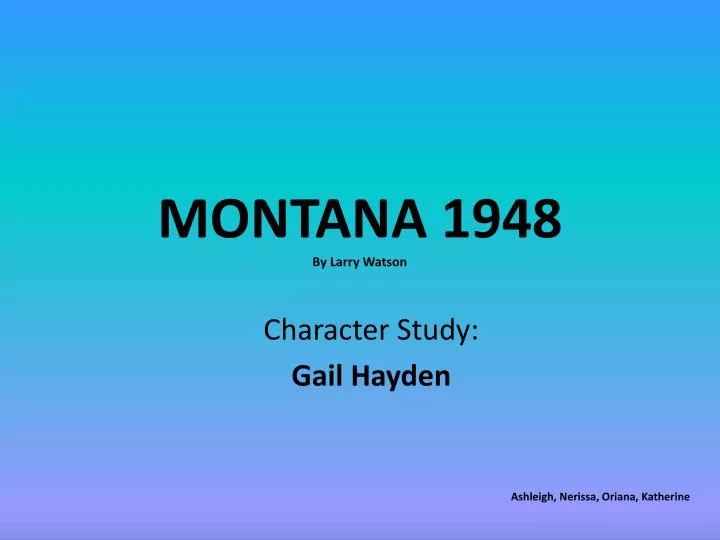 montana 1948 by larry watson