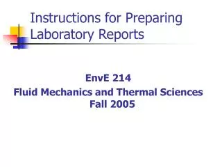 Instructions for Preparing Laboratory Reports