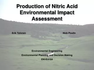 Production of Nitric Acid Environmental Impact Assessment