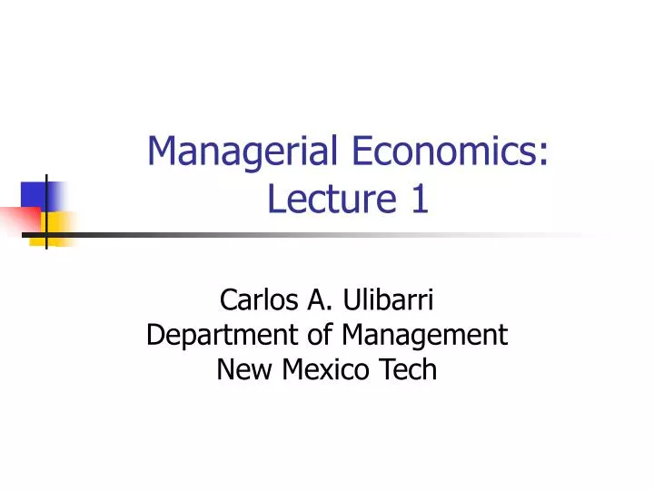 managerial economics lecture 1
