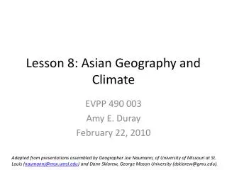 Lesson 8: Asian Geography and Climate