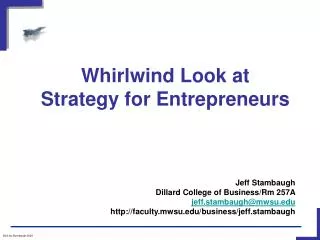 Whirlwind Look at Strategy for Entrepreneurs