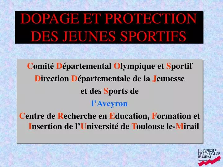 dopage et protection des jeunes sportifs