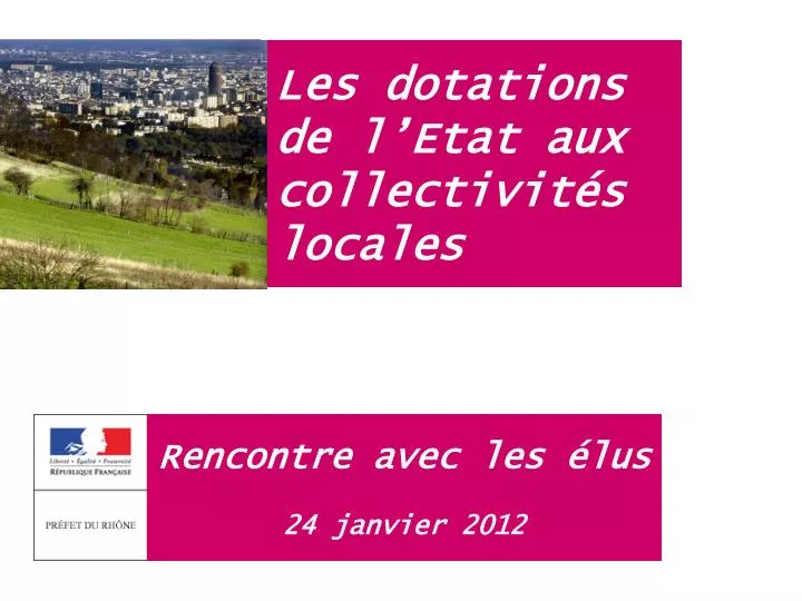 les dotations de l etat aux collectivit s locales