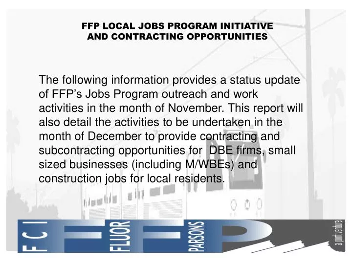 ffp local jobs program initiative and contracting opportunities