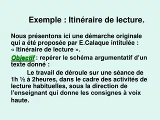 exemple itin raire de lecture