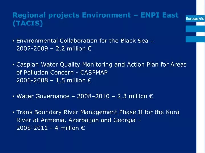 regional projects environment enpi east tacis