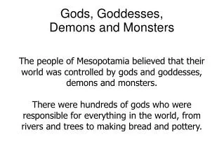 Gods, Goddesses, Demons and Monsters