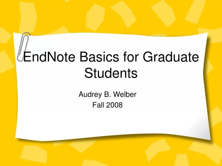 endnote basics for graduate students